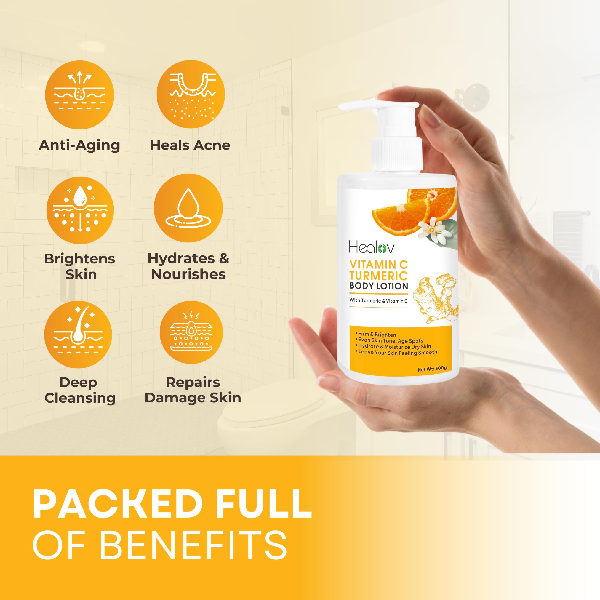 Turmeric Lotion for Dark Spots – Natural Skin Brightening Body Lotion – Turmeric Face Cream to Cleanse Skin, Fight Acne, Even Tone, Clear Scars, and Sun Damage – Dark Spot Cream for Hyperpigmentation